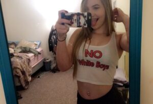 no white boys t-shirt selfie, preference for big black dick